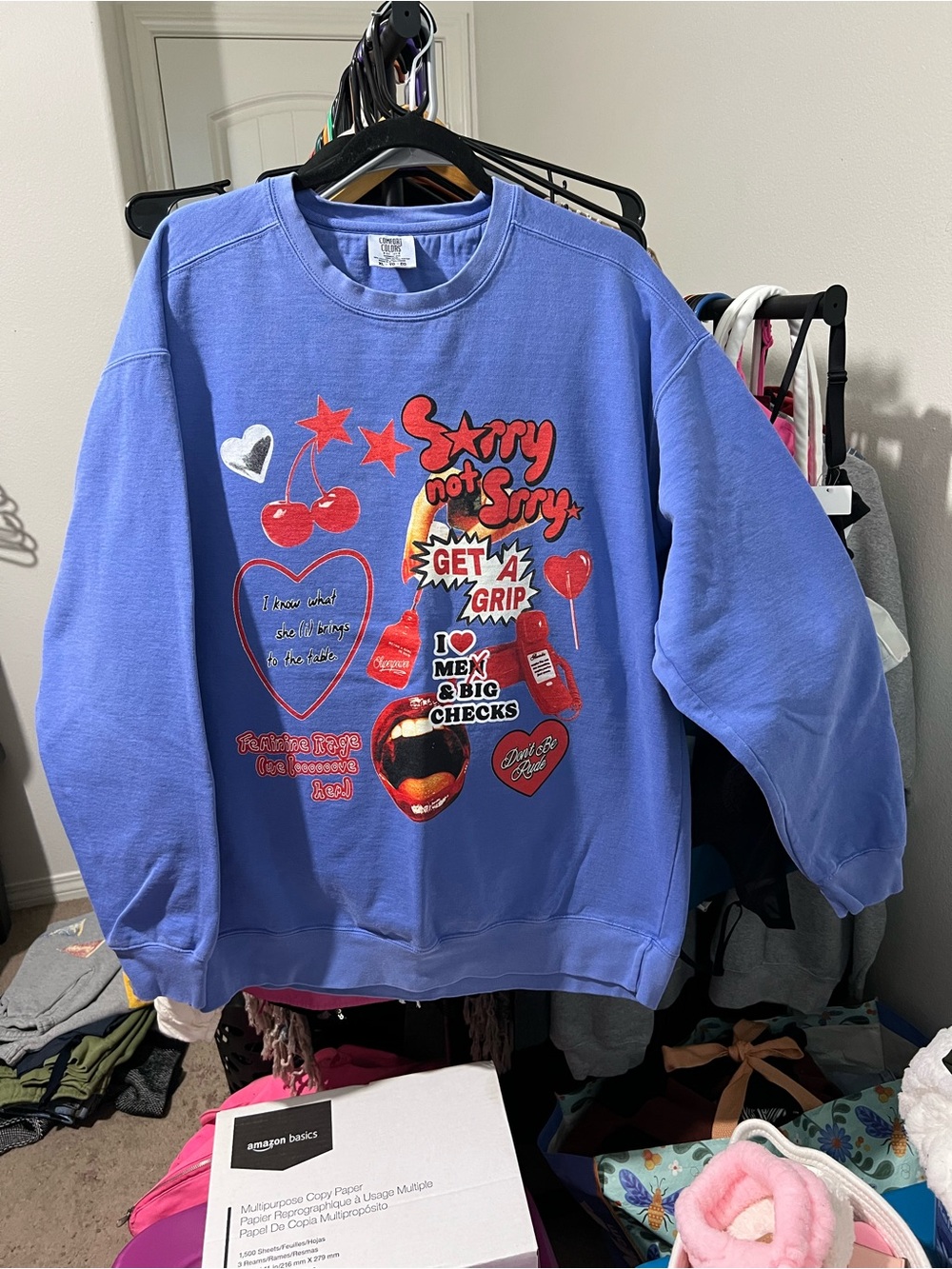 Comfort Colors Graphic Sweatshirt in Blue XL Like New